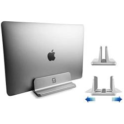 Adjustable Laptop Stand Dock | Compatible with All Laptops | Vertical Modern Aluminum Custom Fit Desktop Space-Saving & Portable (Silver)