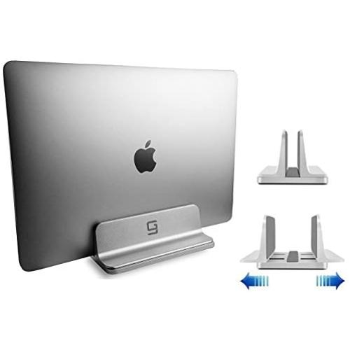 Adjustable Laptop Stand Dock | Compatible with All Laptops | Vertical Modern Aluminum Custom Fit Desktop Space-Saving & Portable (Silver)