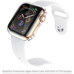 Tranesca 4 Pack 38mm Apple Watch case with Built-in HD Clear Ultra-Thin TPU Screen Protector Cover Compatible with Apple Watch Series 2 and Apple Watch Series 3 38mm - Clear+Black+Gold+Rose Gold
