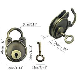 Hyamass 3pcs Vintage Antique Style Mini Archaize Padlocks Key Lock with Keys (Brass)