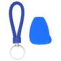 WFMJ 1X Blue Silicone 3 Buttons Remote Key Chain Cover with 1X Blue Keyring for KOBDT04A 2005 2006 2007 Chrysler 300 Aspen Jeep Grand Cherokee Commander Dodge Magnum Dodge Durango Charger