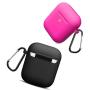 Compatible with AirPods Case Cover Silicone Protective Skin for Airpods Case 2&1 (2 Pack) Black/Rose Pink