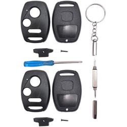 2 Pack Key Fob Keyless Entry Remote Shell Case fits Honda Civic CR-V Accord Crosstour Odyssey CR-Z Pilot Ridgeline Fit Replacement Key Fob Cover Casing (Black 2 Pack)