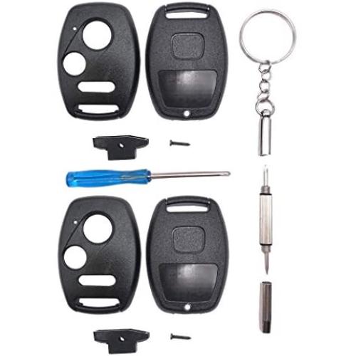 2 Pack Key Fob Keyless Entry Remote Shell Case fits Honda Civic CR-V Accord Crosstour Odyssey CR-Z Pilot Ridgeline Fit Replacement Key Fob Cover Casing (Black 2 Pack)