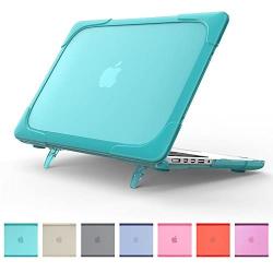 Compatible with 2017 MacBook Air 13 inch Kickstand Case, Funut 2 in 1 Rubberized Hard Plastic Case Shock Proof Cover Matt Protective Case for Laptop MacBook Air 13.3 inch A1466 A1369 (# Light Blue)