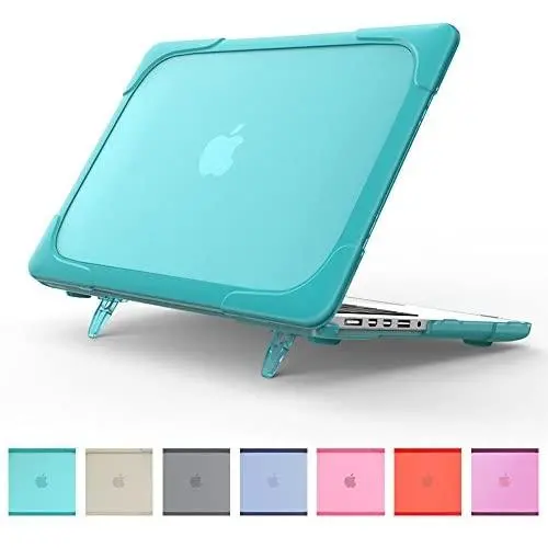 Compatible with 2017 MacBook Air 13 inch Kickstand Case, Funut 2 in 1 Rubberized Hard Plastic Case Shock Proof Cover Matt Protective Case for Laptop MacBook Air 13.3 inch A1466 A1369 (# Light Blue)