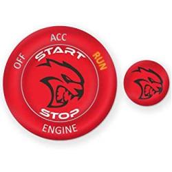 ToolEpic for Dodge Challenger Charger Hellcat Decor Accessories 2015-2021 - Engine Start Stop Button Overlay Sticker Emblem - Push to Start Button Ruby Red Badge Cover - Perfect for Decals