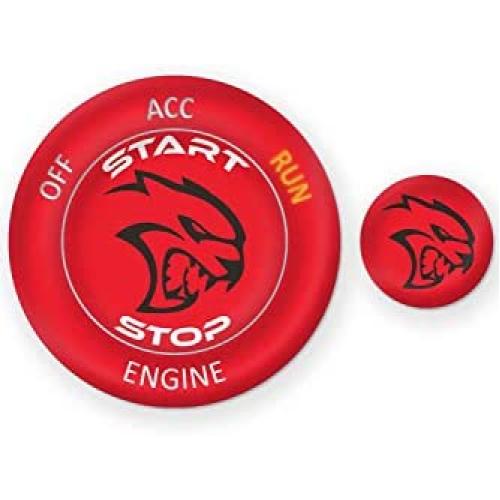 ToolEpic for Dodge Challenger Charger Hellcat Decor Accessories 2015-2021 - Engine Start Stop Button Overlay Sticker Emblem - Push to Start Button Ruby Red Badge Cover - Perfect for Decals
