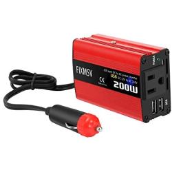 FIXMSV Car Power Inverter 200W DC 12V to AC 110V Converter Double USB Port Charger (200W) ac dc Converter