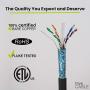 trueCABLE Cat6A Shielded Riser (CMR), 1000ft, Black, 23AWG Solid Bare Copper, 750MHz, ETL Listed, Overall Foil Shield (FTP), Bulk Ethernet Cable