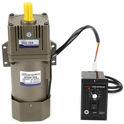 Electric Gear Motor Walfront AC 220V 90W Single Phase Asynchronous Gear Motor High Torque Deceleration Adjustable Speed 5K/10K/20K/50K/100K RPM Optional(5k)