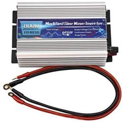 Power Inverter 800W with Dual sockets Output and USB5V 2000mA Input DC12V or 24V, Output AC110V 60Hz (12V)