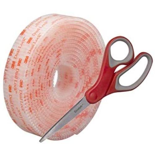 3M Dual Lock Reclosable Fastener 250 Clear, 1 in x 10 Ft with Bonus Scotch 1428 Multi Purpose Scissors