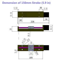 CNC Sliding Table Lead Screw Precision Travel Length 50mm/100mm/150mm/200mm NEMA11 Linear Stepper Motor Guide Slide T-Shaped Screw line Rail Electric (24V,1.8°） (150mm) (150mm)