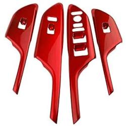XITER 4pcs ABS Engineering Plastic Car Interior Automobile Door Window Control Panel Cover Molding Door Lock Switch Trim Accessories for Honda 10th Civic 2016 2017 2018 2019 2020 (RED)