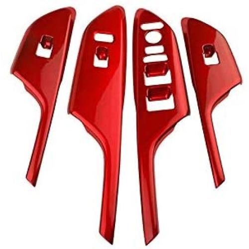XITER 4pcs ABS Engineering Plastic Car Interior Automobile Door Window Control Panel Cover Molding Door Lock Switch Trim Accessories for Honda 10th Civic 2016 2017 2018 2019 2020 (RED)