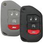 Qty(2) Alegender Black Grey 4Buttons Flip Key Cover Case Fob Bag Keyless Jacket Protector Fit for Jeep 2019 2018 Wrangler JL JLU Rubicon 68292944AA