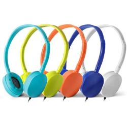 Wholesale Bulk Headphones Earphones Earbuds - Kaysent(KHP-25Mixed) 25 Packs Mixed Colors(Each 5 Pack) Stereo Headphone for School, Classroom, Airplane, Hospiital, Students,Kids and Adults