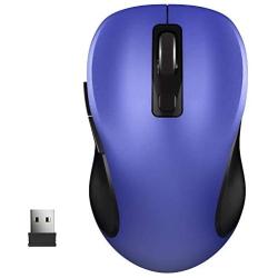 WisFox 2.4G Wireless Mouse for Laptop, Ergonomic Computer Mouse with USB Receiver and 3 Adjustable Levels, 6 Button Cordless Mouse Wireless Mice for Windows Mac PC Notebook (Blue)