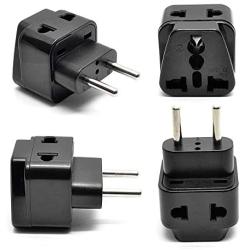 OREI Europe Power Plug Adapter Works in Russia, Turkey, Ethiopia, Korea, Monaco and More (Type C) - 4 Pack, Black