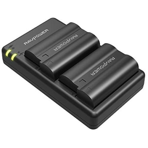 EN-EL15 EN EL15a RAVPower Battery Charger Set Compatible with Nikon d750, d7200, d7500, d850, d610, d500, MH-25a, d7200, z6, d810 Batteries (2-Pack, Micro USB Port, 2040mAh)