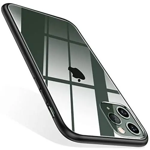 TORRAS Diamonds Clear Compatible for iPhone 11 Pro Max Case [Non-Yellow][Fully Protective] Slim Fit Shockproof Hard Plastic Back & Soft Silicone Bumper Phone Case 6.5, Black