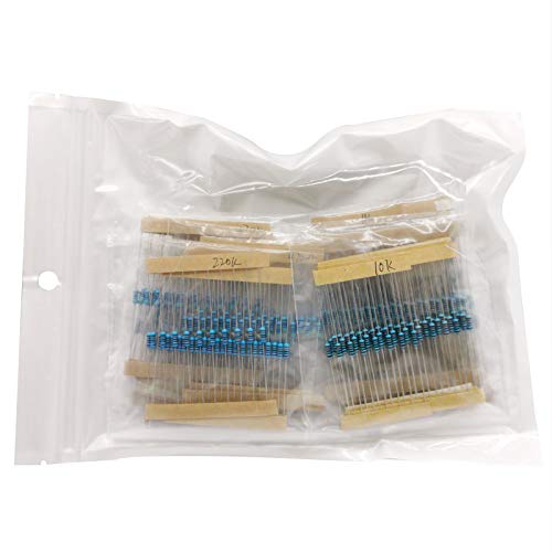 664 Pcs 17 Values Resistor Kit 0 Ohm-1M Ohm with 1% 1/4W Metal Film Resistors Assortment and Free Product 1 Pcs Thermistor