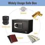 Electronic Security Safe Box, LED Digital Lock Box 0.57 Cubic Feet, 13.7 x 9.8 x 9.8 inches Key Combination Code Safe Box Steel Money Box for Home, Office, Hotel