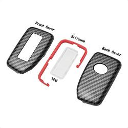 TANGSEN Smart Key Fob Case for LEXUS ES 350 GS F 350 450H IS 200 250 300 350 LX 570 NX 200T 300H RC F 200T 300 350 RX 350 450H 3 & 4 Button Keyless Entry Remote Carbon Fiber Pattern ABS Red Cover