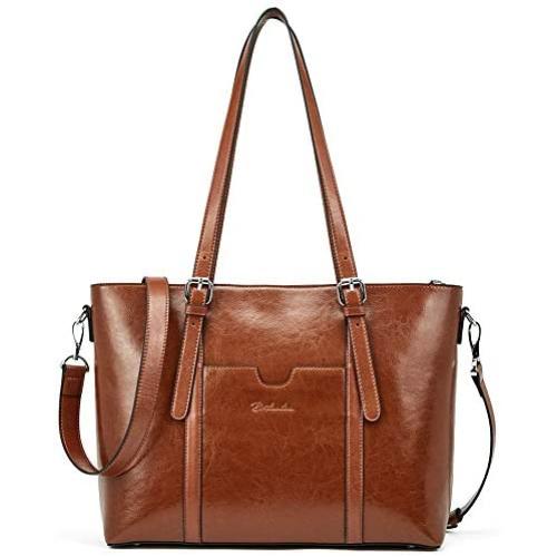 BOSTANTEN Women Leather Laptop Tote Office Shoulder Handbag Vintage Briefcase 15.6 inch Computer Work Purse Brown