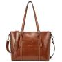 BOSTANTEN Women Leather Laptop Tote Office Shoulder Handbag Vintage Briefcase 15.6 inch Computer Work Purse Brown