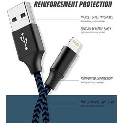 DANTENG Mfi Certified Nylon Braided 3Pack 10FT Lightning Cable Fast Charging Syncing Long Cord Compatible iPhone 12/11Pro Max/11/XR/X/8/7/6/5 and More - 2021 Upgraded