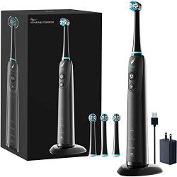 FLUX Electric, Rechargeable Oscillating Toothbrush with 3 Brush-Heads, USB Power cable and USB Power adapter (Black)