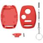 Cutting Not Required - 2 Replacement Key Fob Keyless Entry Remote Shell Case for Honda Civic/Accord/CR-V/Fit/Odyssey/Pilot/Ridgeline/CR-Z Car Key Fob Cover (2+1 Button, 2pc Red)