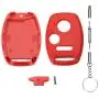 Cutting Not Required - 2 Replacement Key Fob Keyless Entry Remote Shell Case for Honda Civic/Accord/CR-V/Fit/Odyssey/Pilot/Ridgeline/CR-Z Car Key Fob Cover (2+1 Button, 2pc Red)