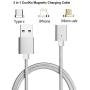 2 Pack CoolKo Strongest Magnet 2.1 A, 5 Feet (1.5M) Silver Magnetic Braided Fastest Cable Compatible for All i-Product, Type C and Micro USB Android Smart Phones and Tablets