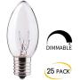 25 Pack C9 Incandescent Bulb, C9 Christmas Replacement Light Bulb for Christmas String Light, E17 Intermediate Base, 7 Watt, Clear