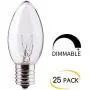 25 Pack C9 Incandescent Bulb, C9 Christmas Replacement Light Bulb for Christmas String Light, E17 Intermediate Base, 7 Watt, Clear