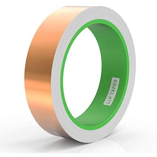 LLPT Copper Foil Tape 1” x 33 Feet 3.15 Mil Dual Conductive Mult Sizes for EMI Shielding Stained Glass Circuit Crafts Slug Moss Repellent Electrical Repairs Grounding Strong Adhesive (CF250)