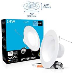 Hyperikon 6 Inch LED Recessed Lighting, 14W=75W, Retrofit Dimmable Downlight, CRI90, UL, Energy Star, Crystal White, 16 Pack