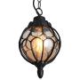 IJ INJUICY Outdoor Hanging Lantern, Rustic Waterproof Pendant Lighting Fixture in Painted Black Metal with Glass Globe, 7.1'' Exterior Hanging Light for Porch, Exterior, Entryway (Black)