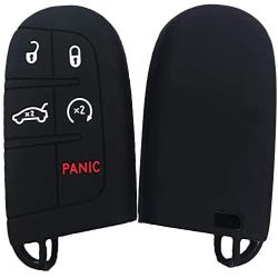 KOSMIQ Silicone 5 Buttons Smart Key Fob Remote Cover Case Keyless Entry Protector Bag for Jeep Grand Cherokee Dodge Challenger Charger Dart Durango Journey Chrysler 300