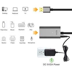 WEme USB 3.0 Active Extension Cable, 32 Feet 10 Meter USB 3.0 Extender Cord for Oculus VR, Xbox 360 Kinect, PlayStation with 5V2A Power Adapter, Aluminum
