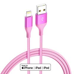 Lightning Cable 4Pack(10/6/6/3ft) 4Colors iPhone Charger MFi Certified Nylon Braided Long Fast USB Cord HaoKanDe Compatible for iPhone11 Pro MAX Xs XR X 8 7 6S 6 Plus SE 5S 5C(Blue Green Purple Pink)