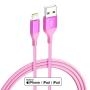 Lightning Cable 4Pack(10/6/6/3ft) 4Colors iPhone Charger MFi Certified Nylon Braided Long Fast USB Cord HaoKanDe Compatible for iPhone11 Pro MAX Xs XR X 8 7 6S 6 Plus SE 5S 5C(Blue Green Purple Pink)