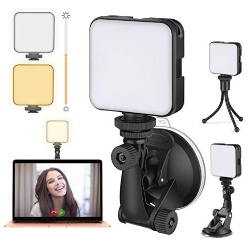 Video Conference Lighting Kit, Laptop Light Webcam Lighting with Suction Cup, Zoom Camera Light for Photography, Zoom Meeting, Remote Working, Streaming and Selfie, Vlogging (Dimmable & Rechargeable)