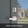 Kwikset Tavaris Single Cylinder Handleset w/Vedani Lever featuring SmartKey in Satin Nickel