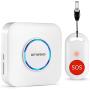 Wireless Caregiver Pager Nurse Call Alert Caregiver Pager with IP55 Waterproof SOS Call Button for Caregiver Alert System with Neck Strap (1 SOS Button+1 Receiver)