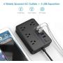 Power Strip with 4 USB Ports 4 Outlets, Maxcio Desktop Charging Station with Angled Flat Plug & 10A 5 ft Extension Cord Multi Outlets Extender Plug for Cruise Ship, Dorm Room, Home & Office, Black