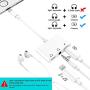 3.5mm Headphone Jack Adapter, 3 in 1 Audio and Charge Headphone Splitter for Phone 11 /11 Pro /XS /XS Max /XR /X /8 /8 Plus /7 /7 Plus, Support Fast Charge (White)